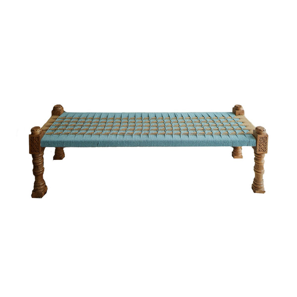 Coastal Charm Blue Jute Bench King