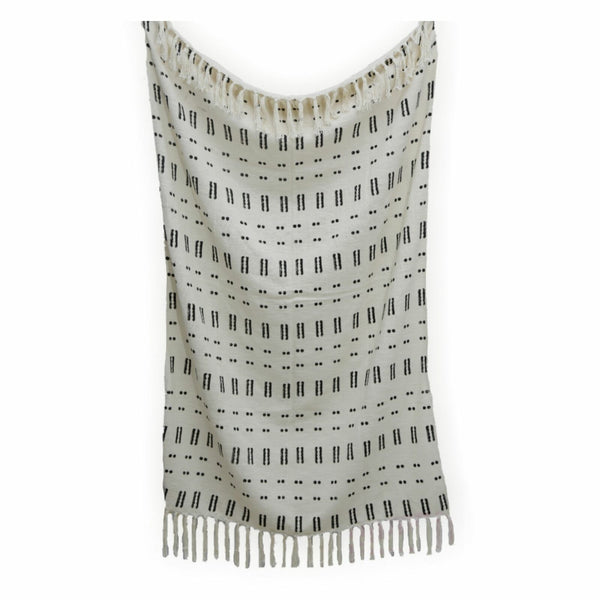 Mudcloth Design throw White