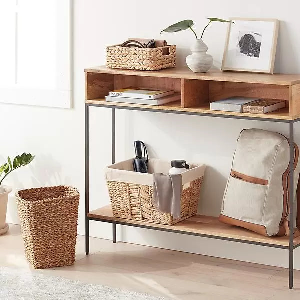 Oak look entrance table open console