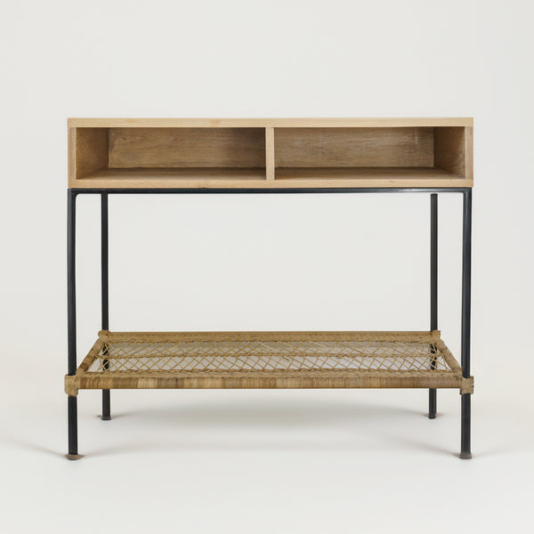 Woven cane open console Entrance table
