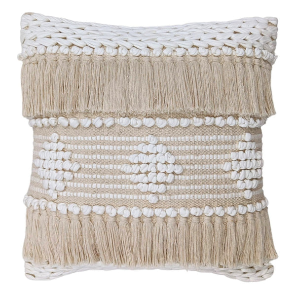 Natural Macramé Fringe Pillow Cover