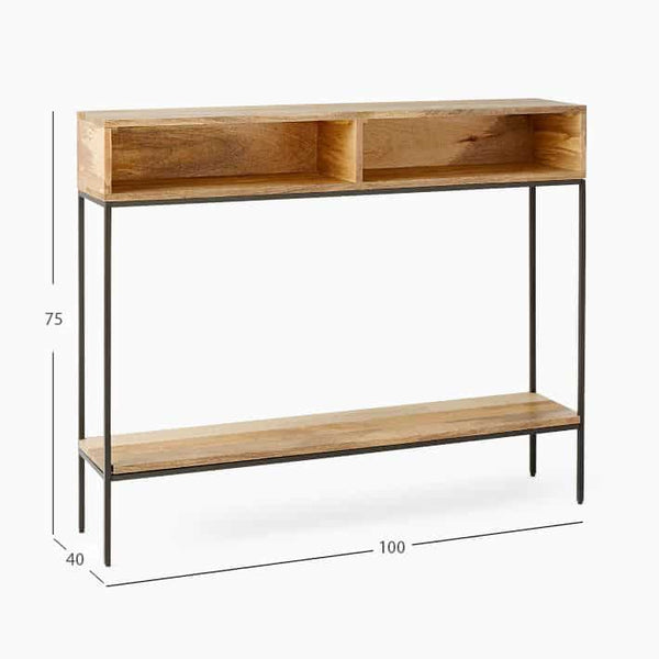 Oak look entrance table open console
