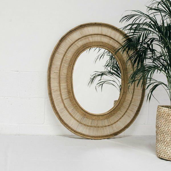 oval mirror cane