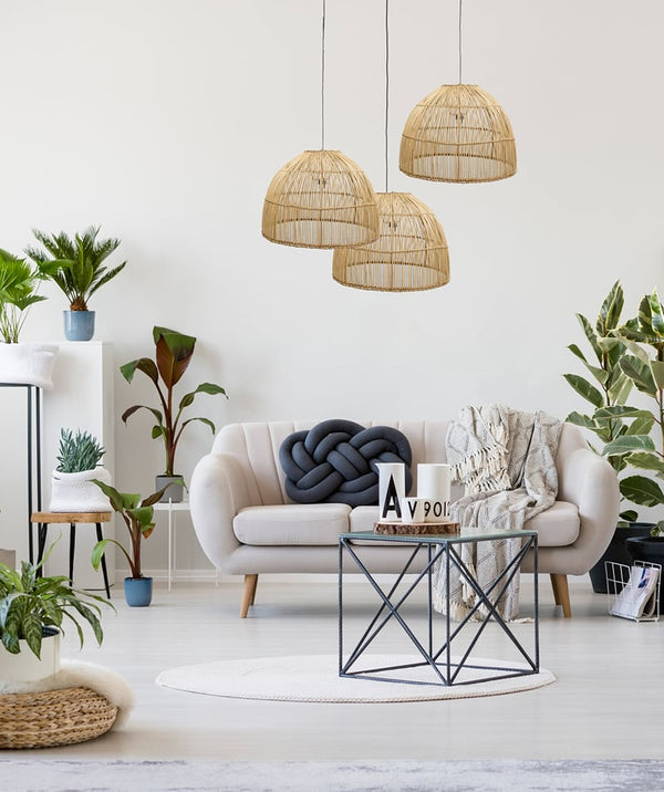 Round cane pendant light