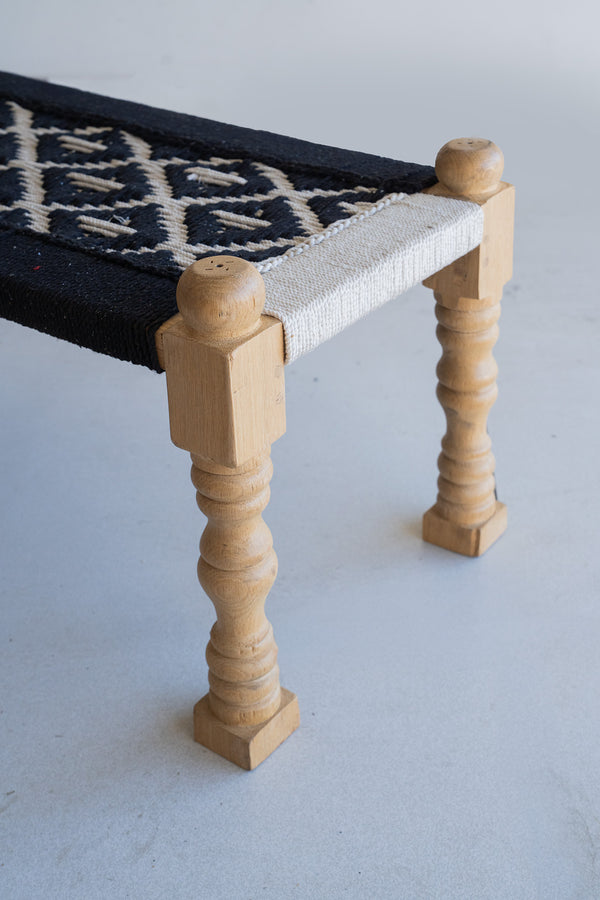 Tribal Woven Bench in black and Jute (Queen)