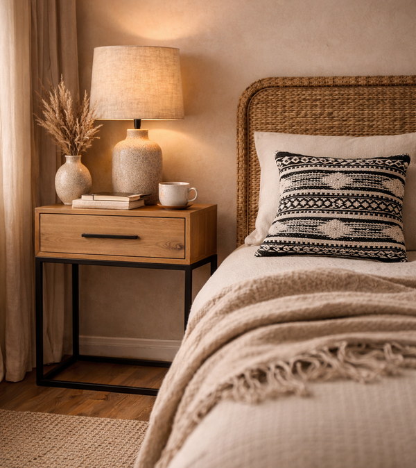 Bedside table pedestal single drawer Natural