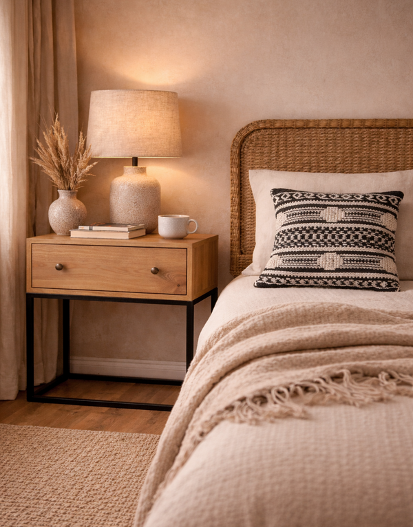 Bedside table pedestal single drawer Natural