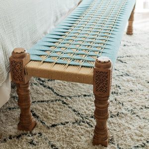 Coastal Blue Jute Queen Bench