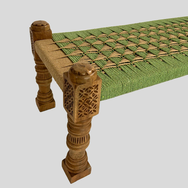 Olivia Woven Bench in Olive and Jute King