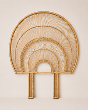 Malawi Wicker cane sunrise headboard single with legs