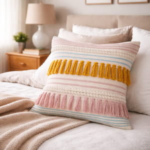 Sunrise Tassel Cotton Pillow Cover