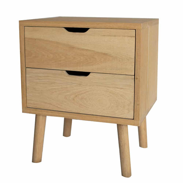 Double drawer Round leg Bedside Table