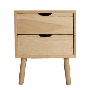 Double drawer Round leg Bedside Table