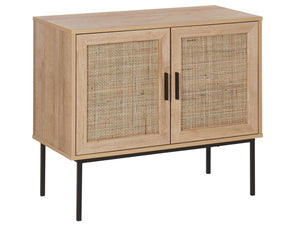 Oak Rattan Sideboard with Metal Legs