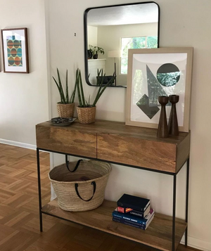 Oak Storage entrance console table