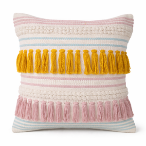 Sunrise Tassel Cotton Pillow Cover