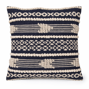 Handwoven Boho Chic Decorative Pillow Cover - Black & White Cotton with Geometric Patterns