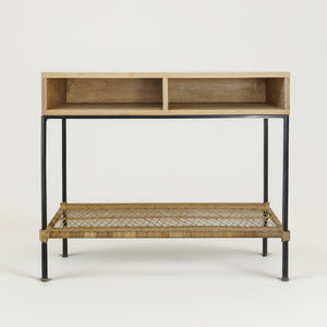 Woven cane open console Entrance table