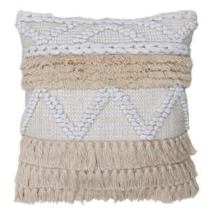 Textured Boho Fringe Pillow Cover