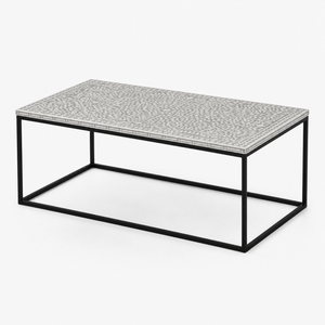 Kalahari Bone Inlay Coffee Table | Black Steel Frame