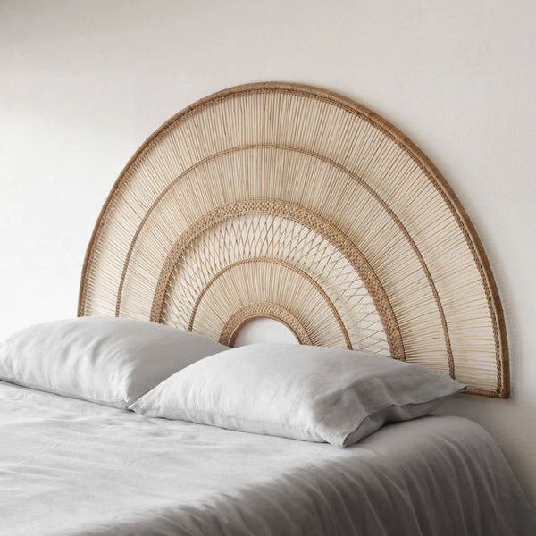 Malawi Wicker cane Half moon headboard Queen