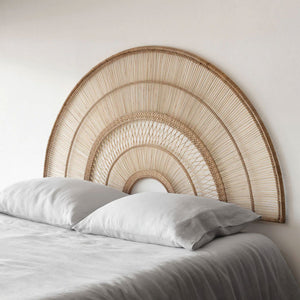 Malawi Wicker cane Half moon headboard King with legs