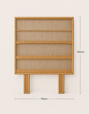 Natural Rattan Single Bed Headboard – Handwoven Cane Design | 110cm W x 140cm H