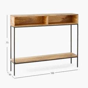 Oak look entrance table open console