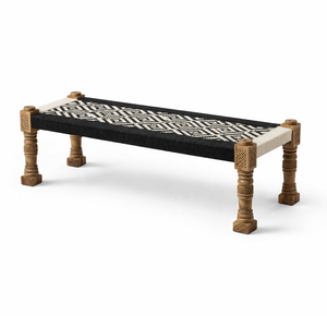 Solid Teak Woven Bench – Sahara black queen
