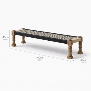 Solid Teak Woven Bench – Sahara black queen