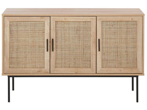 Oak Rattan Sideboard with Metal Legs 3 door